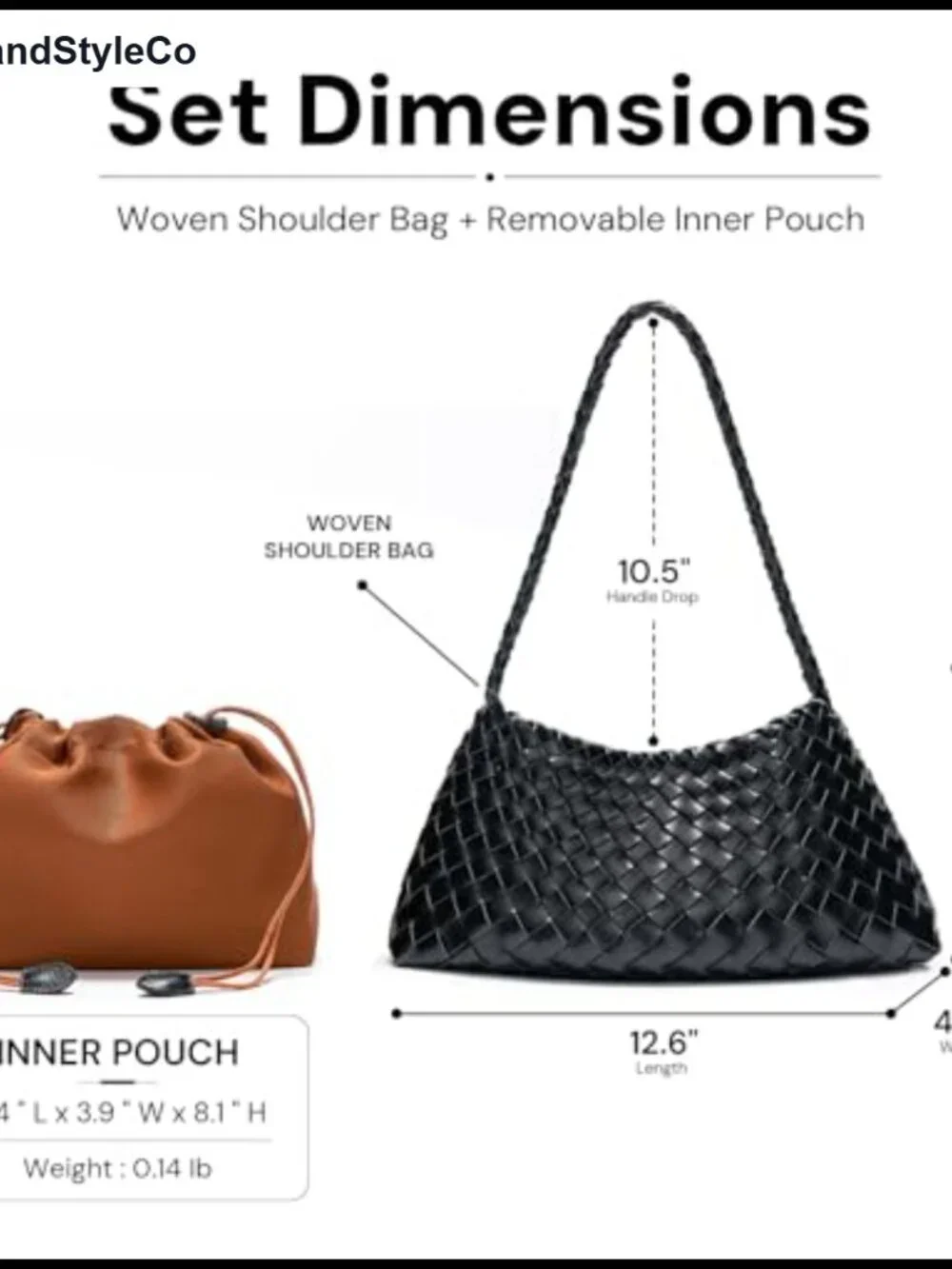 Woven Vegan Leather Shoulder Hobo Handbag with Drawstring Closure